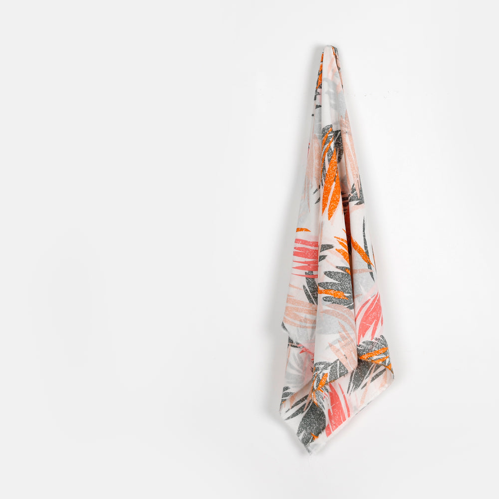 Slash leaf Cotton Muslin - Orange / Pink