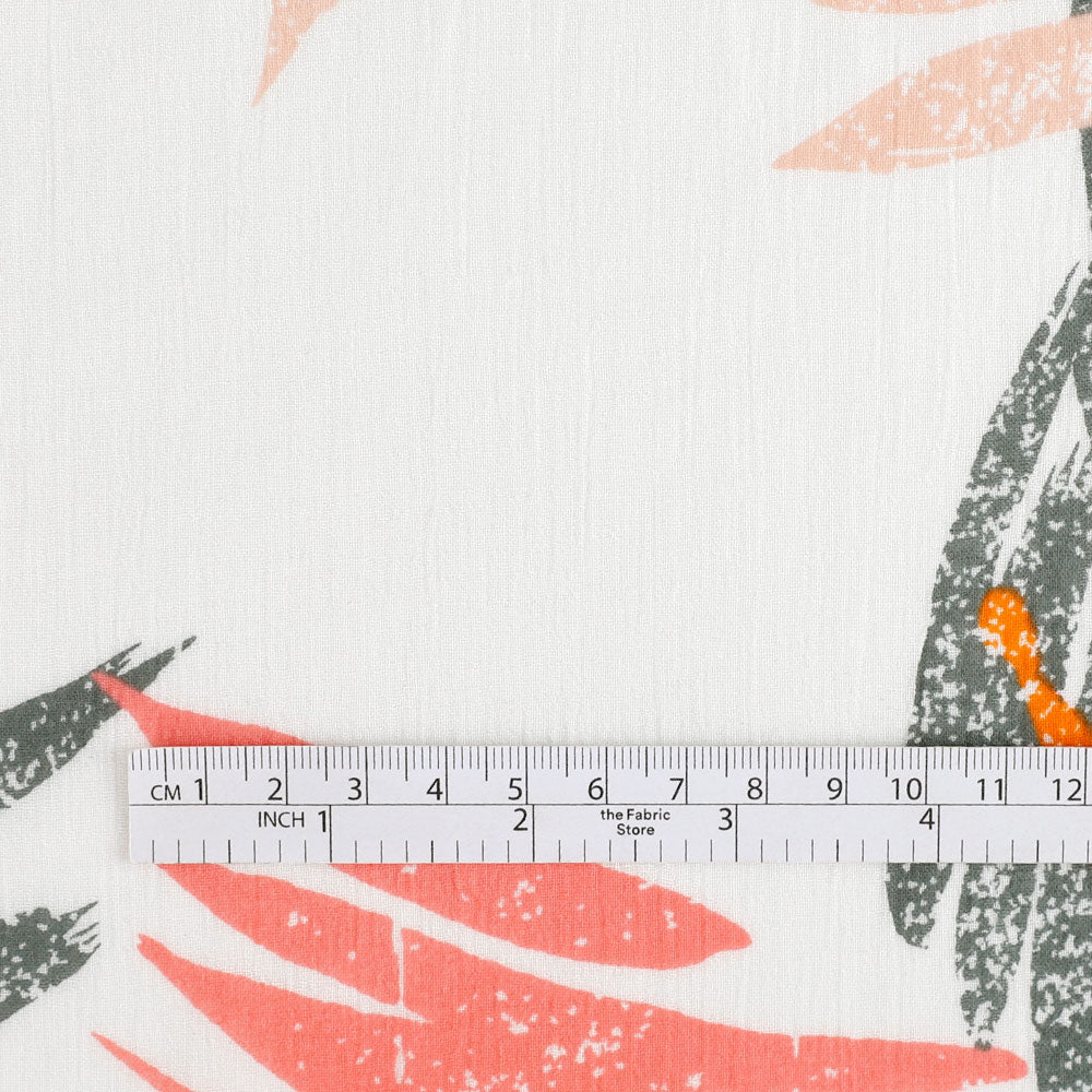 Slash leaf Cotton Muslin - Orange / Pink