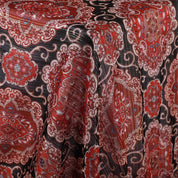 Ornate Metallic Stripe Chiffon - Red