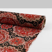 Ornate Metallic Stripe Chiffon - Red