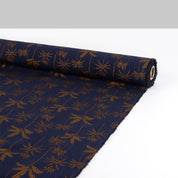 Bronze Palm Crinkle Cotton Muslin - Navy