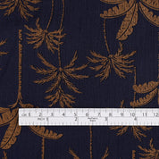Bronze Palm Crinkle Cotton Muslin - Navy