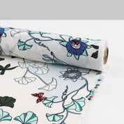Passionflower Butterfly Viscose Challis - White