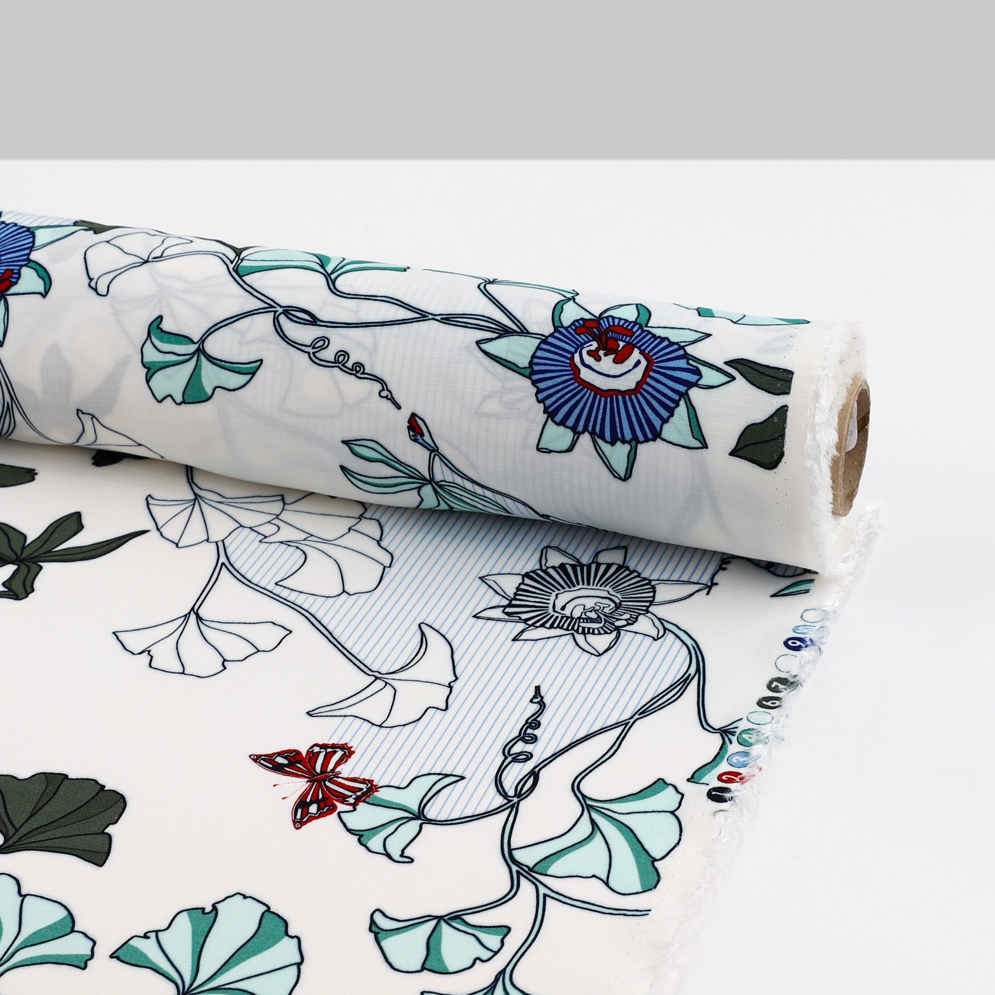 Passionflower Butterfly Viscose Challis - White