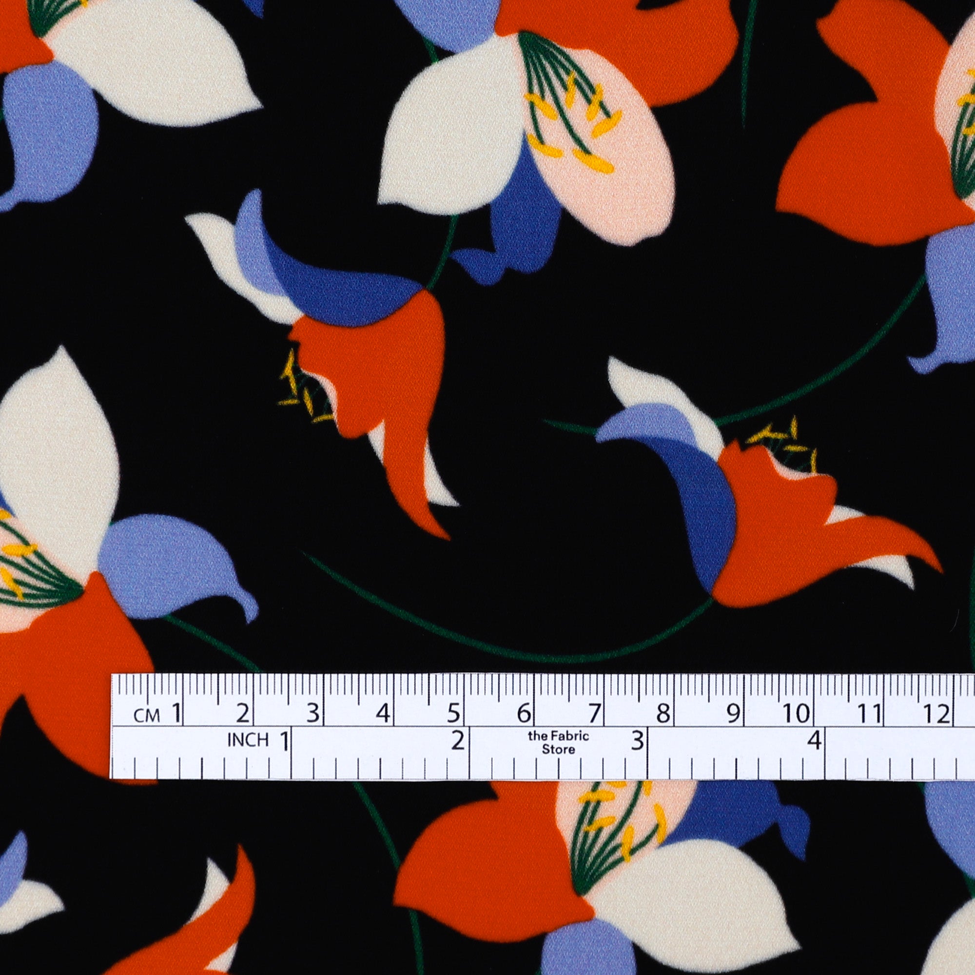 Falling Lilly Viscose - Black Mix