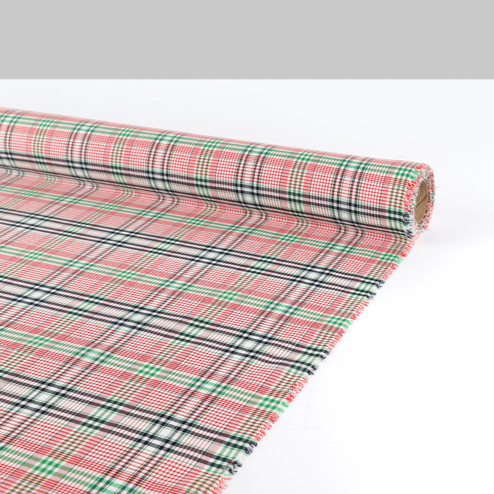 Plaid Cotton / Silk Voile - Cherry Leaf