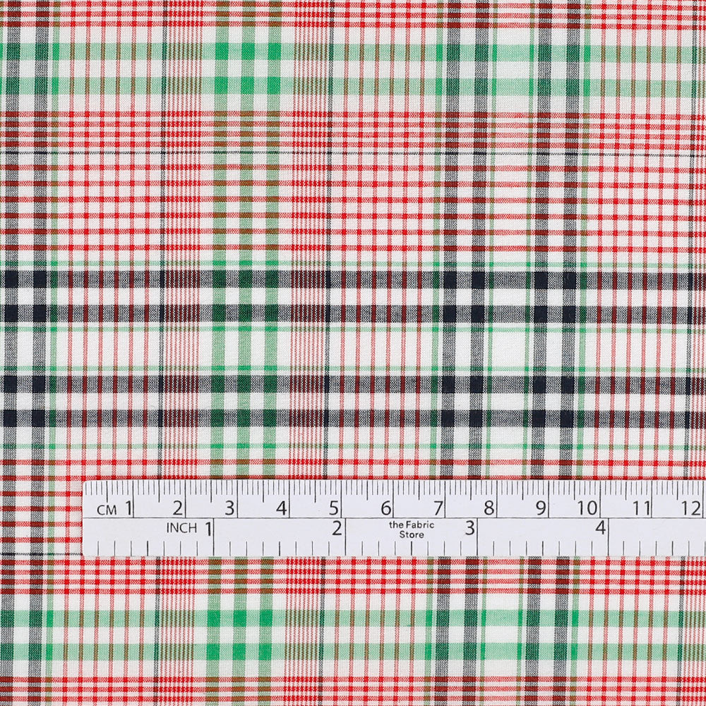 Plaid Cotton / Silk Voile - Cherry Leaf
