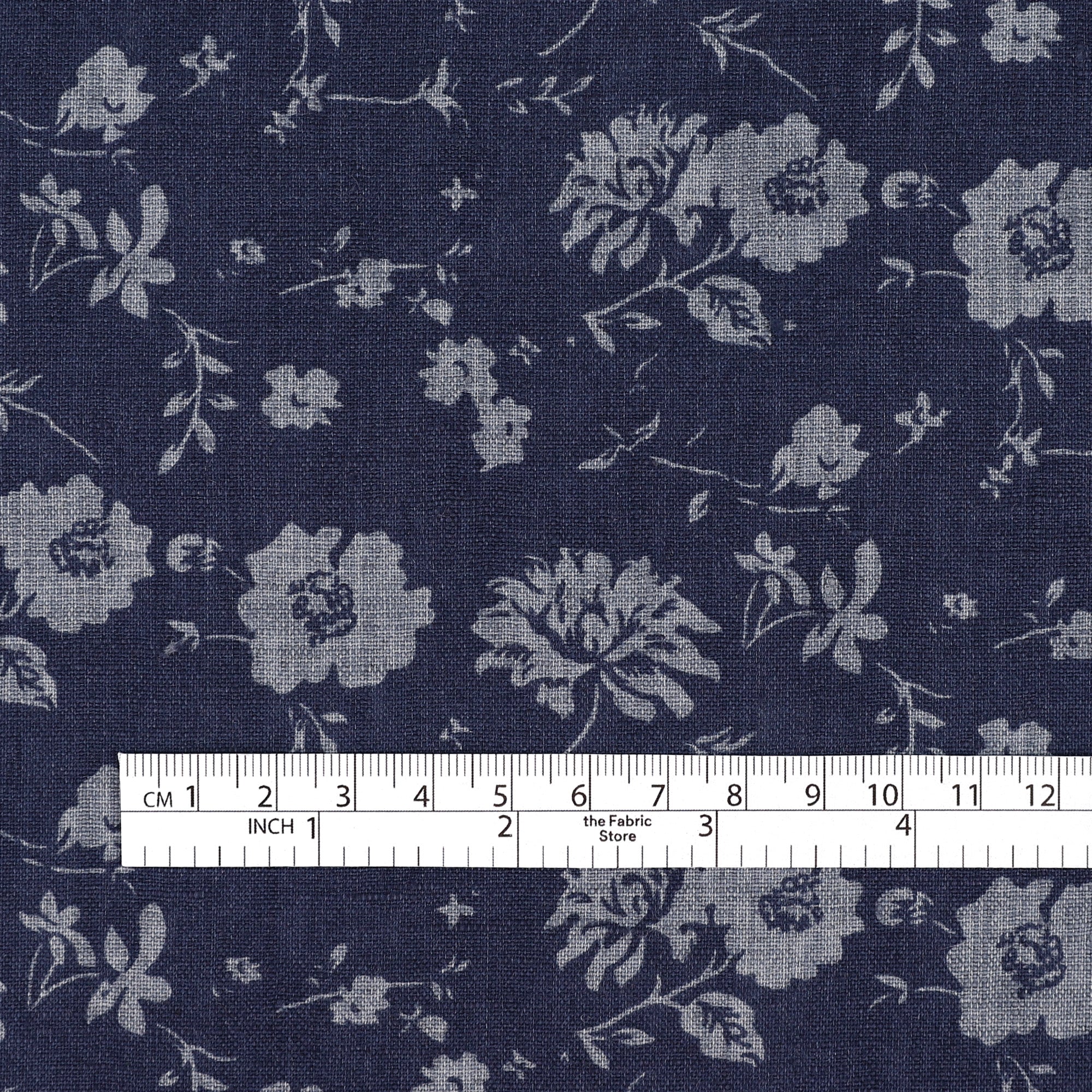 Printed Blooms Linen - Marine
