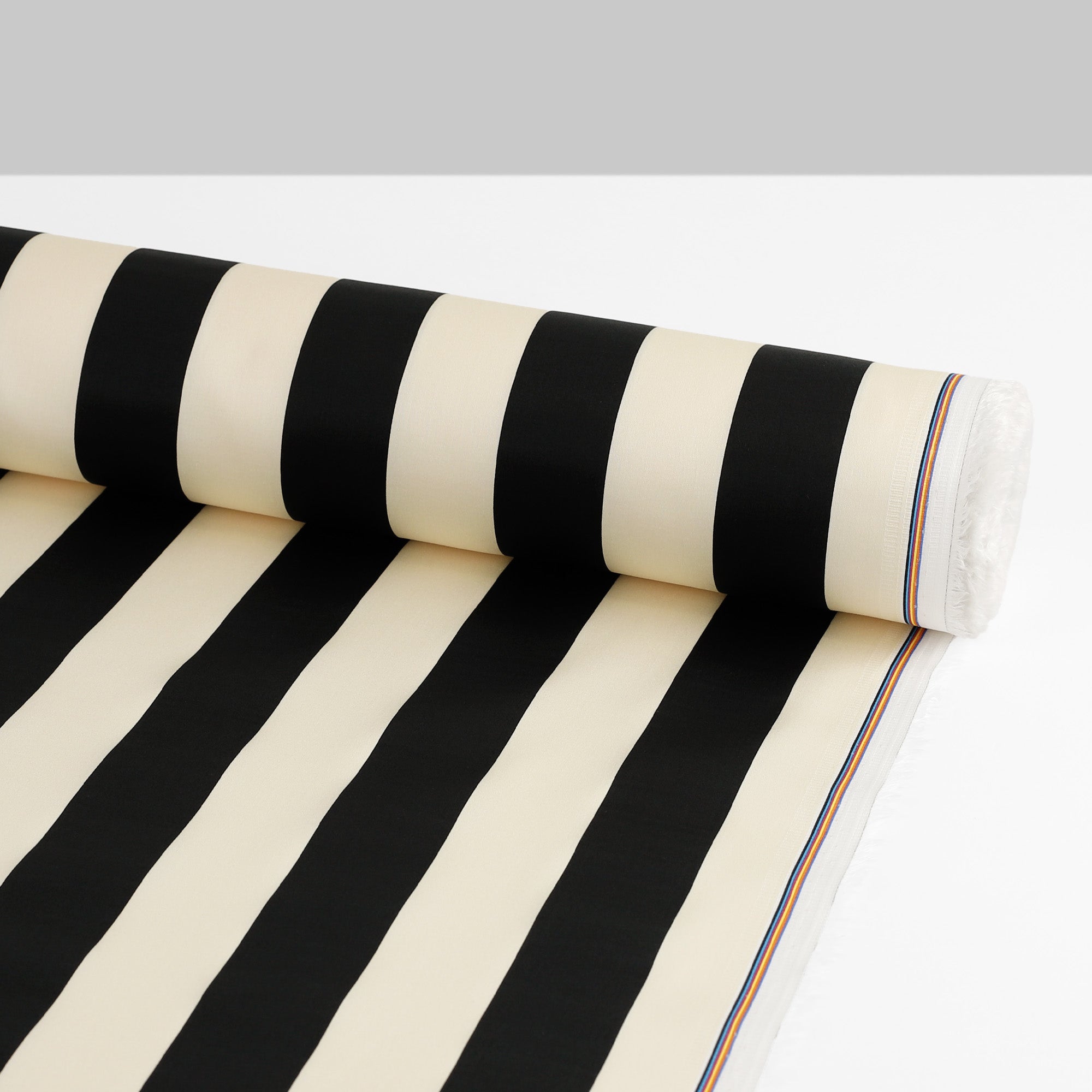 Large Stripe Stretch Cotton Sateen - Cream