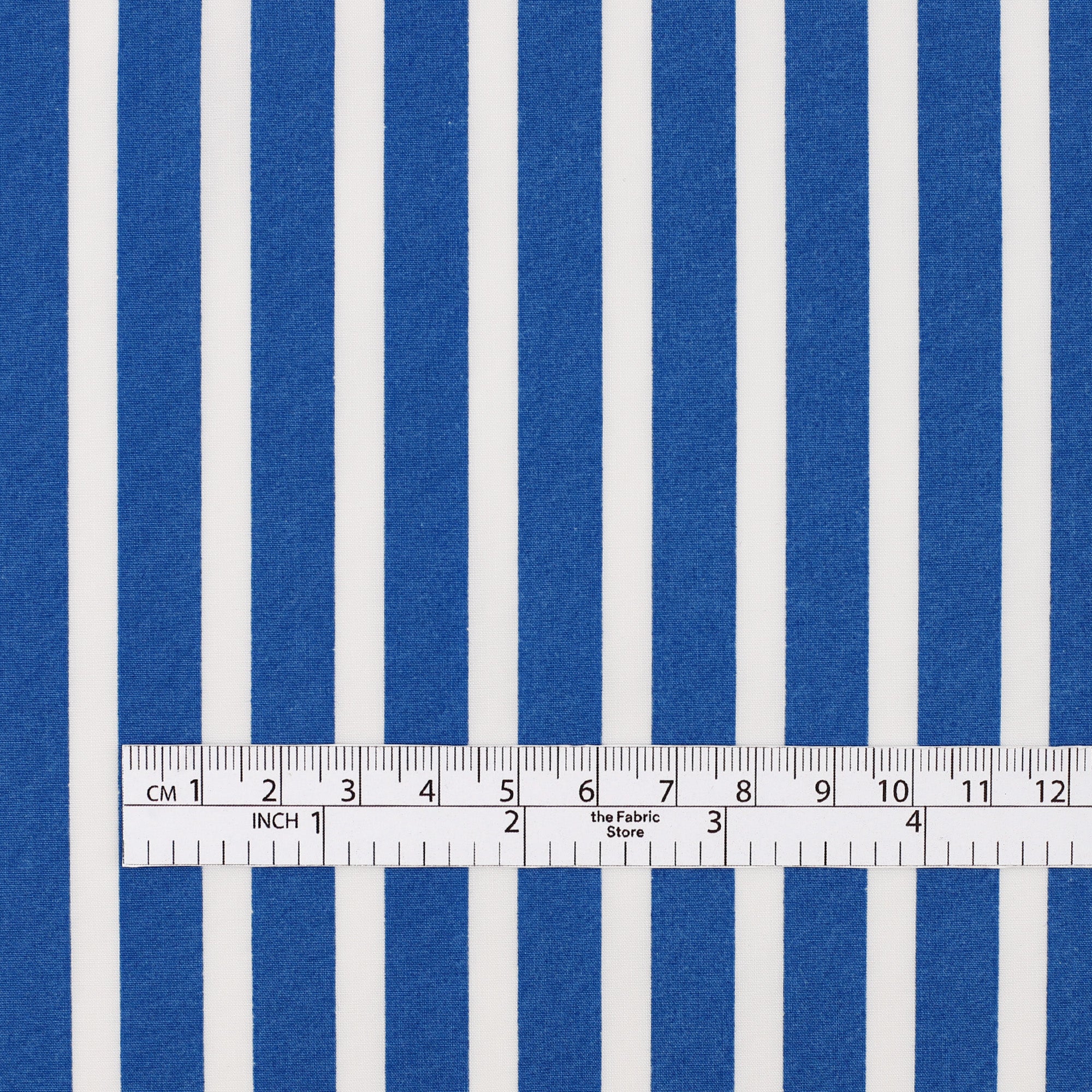 Bold Printed Stripe Cotton Shirting - Cobalt