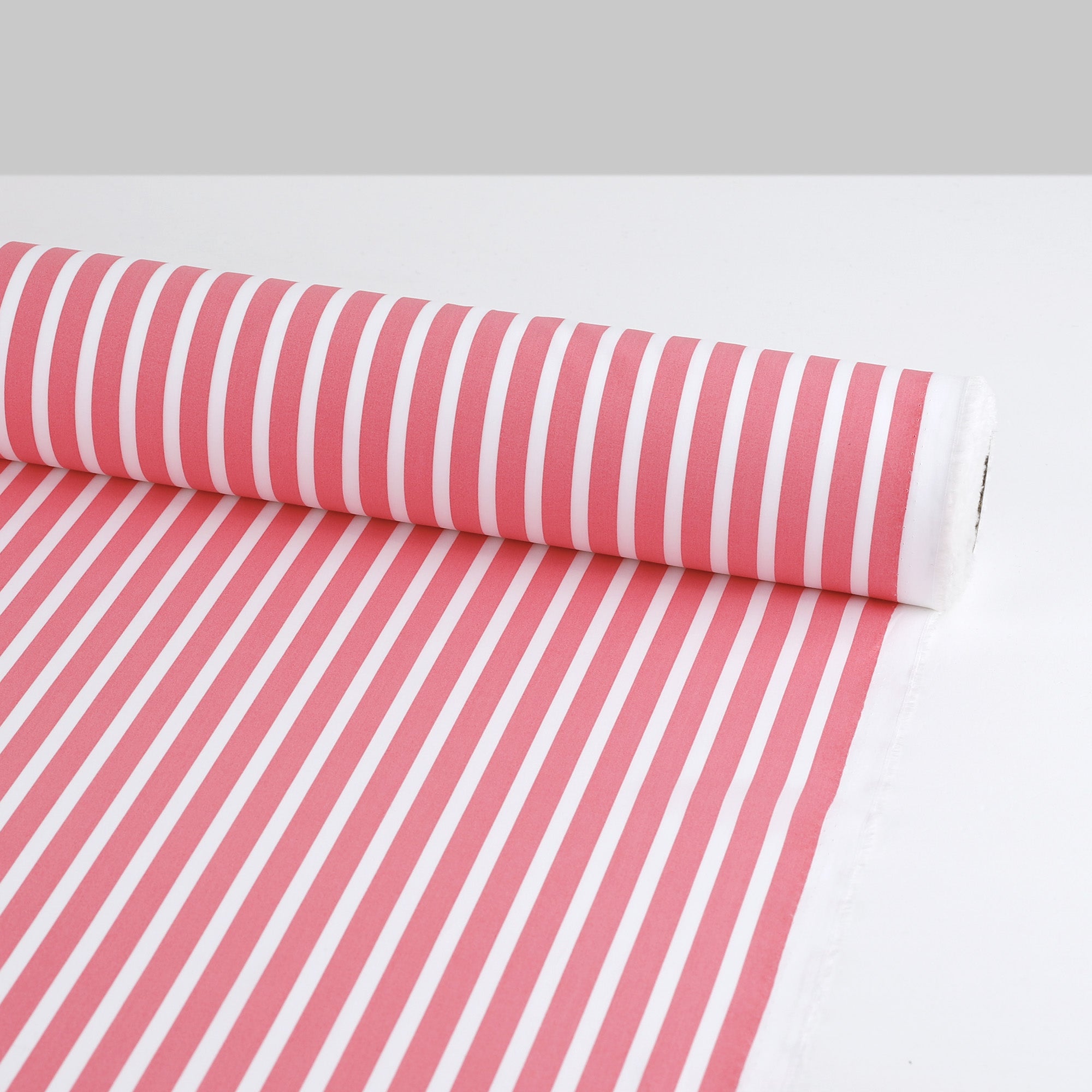 Bold Printed Stripe Cotton Shirting - Lipstick