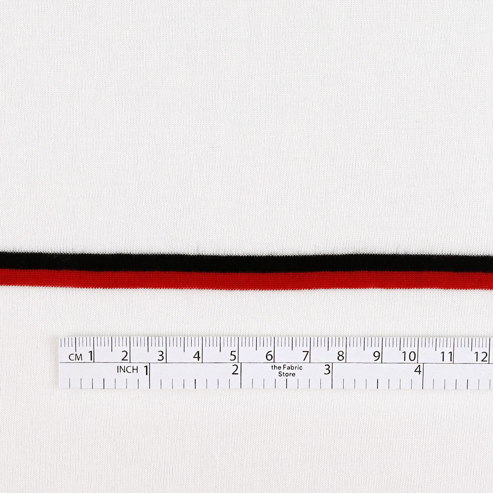 Double Stripe Tencel Jersey - White Mix