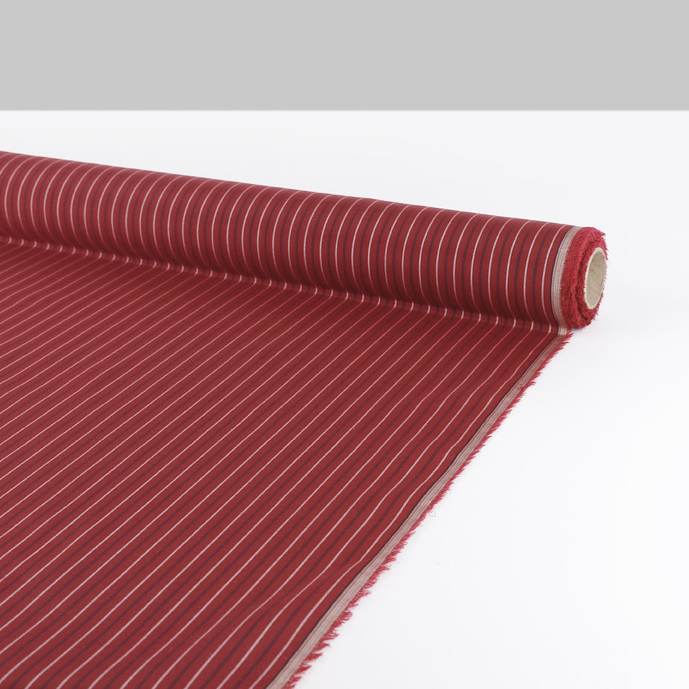 Regency Stripe Cotton / Silk Voile -  Sangria
