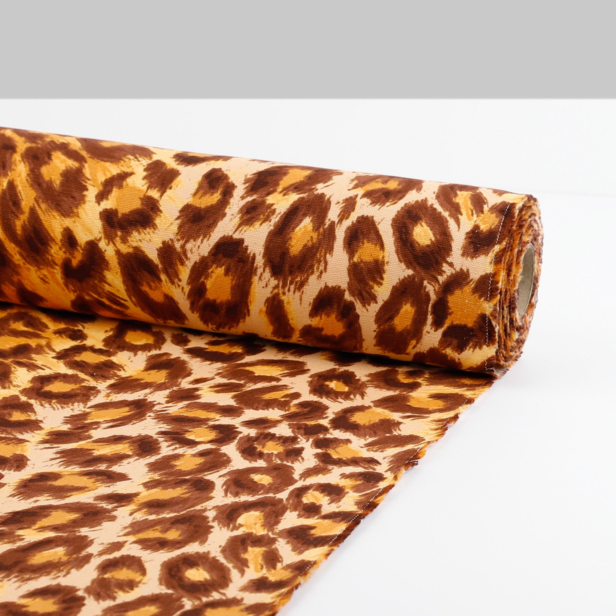Leopard Print Cotton / Linen Canvas - Spice