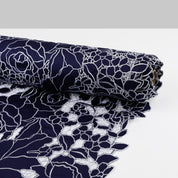 Rose Cut-Out Embroidered Satin - Navy