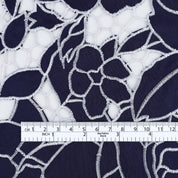 Rose Cut-Out Embroidered Satin - Navy