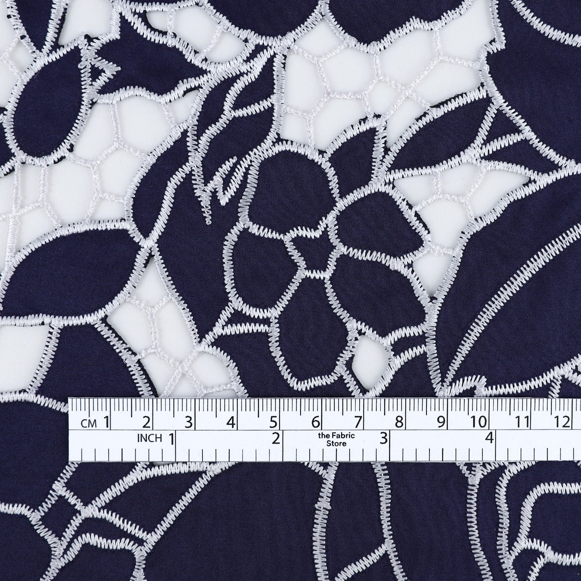 Rose Cut-Out Embroidered Satin - Navy