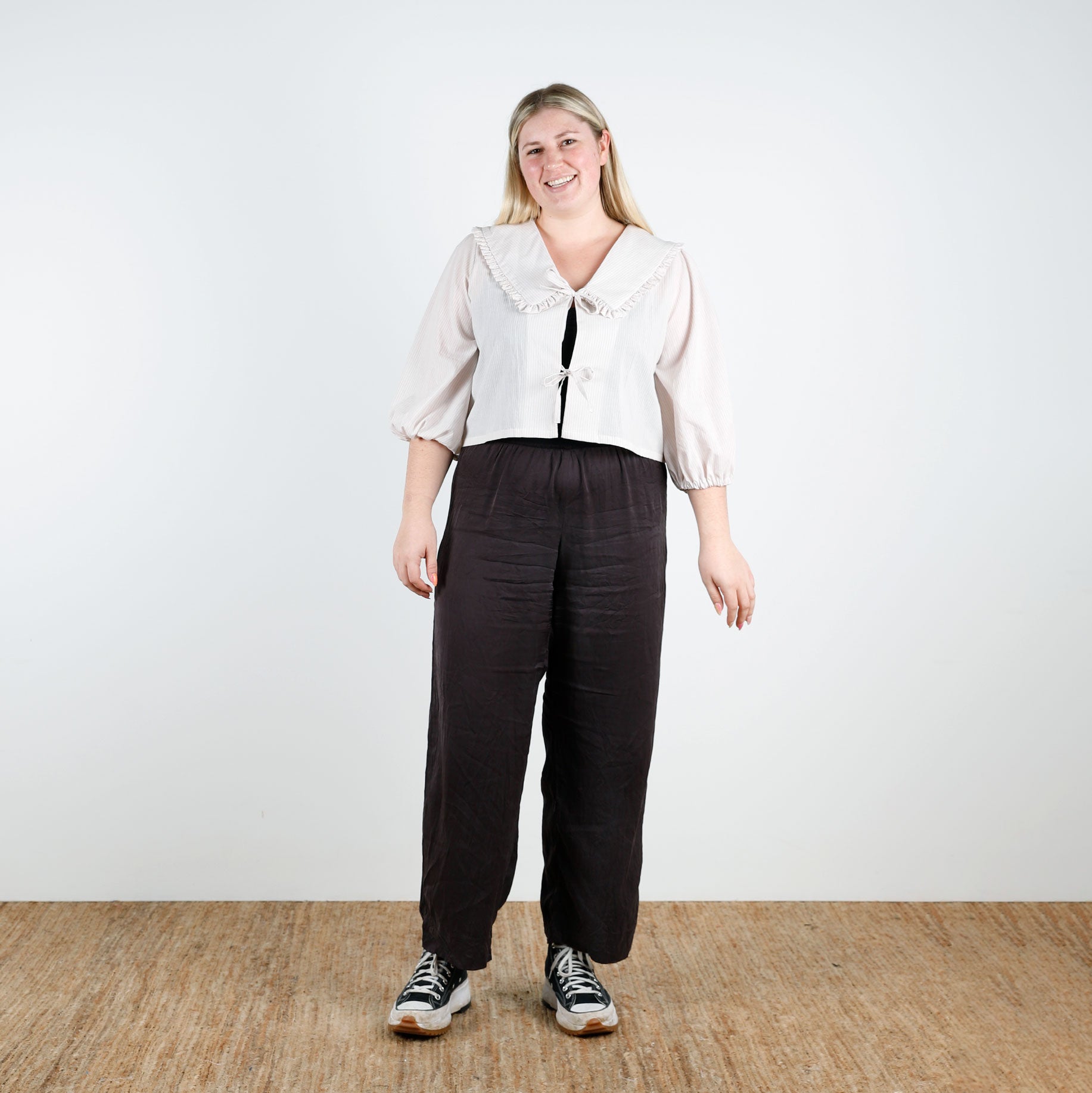 Lightweight Stripe Lyocell / Cotton - Ecru