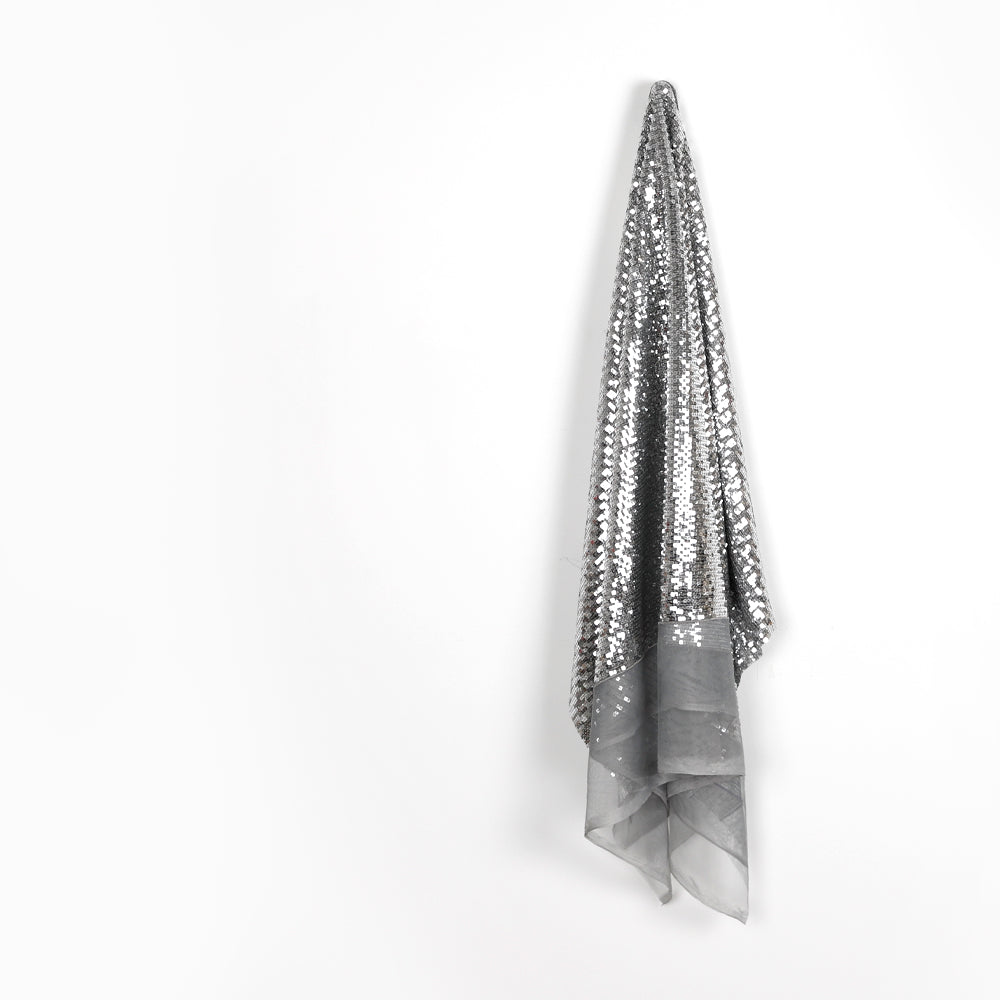 Square Sequinned Tulle - Silver