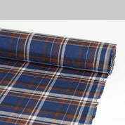 Flecked Plaid Cotton Twill - Umber Blue