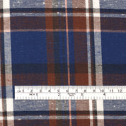 Flecked Plaid Cotton Twill - Umber Blue