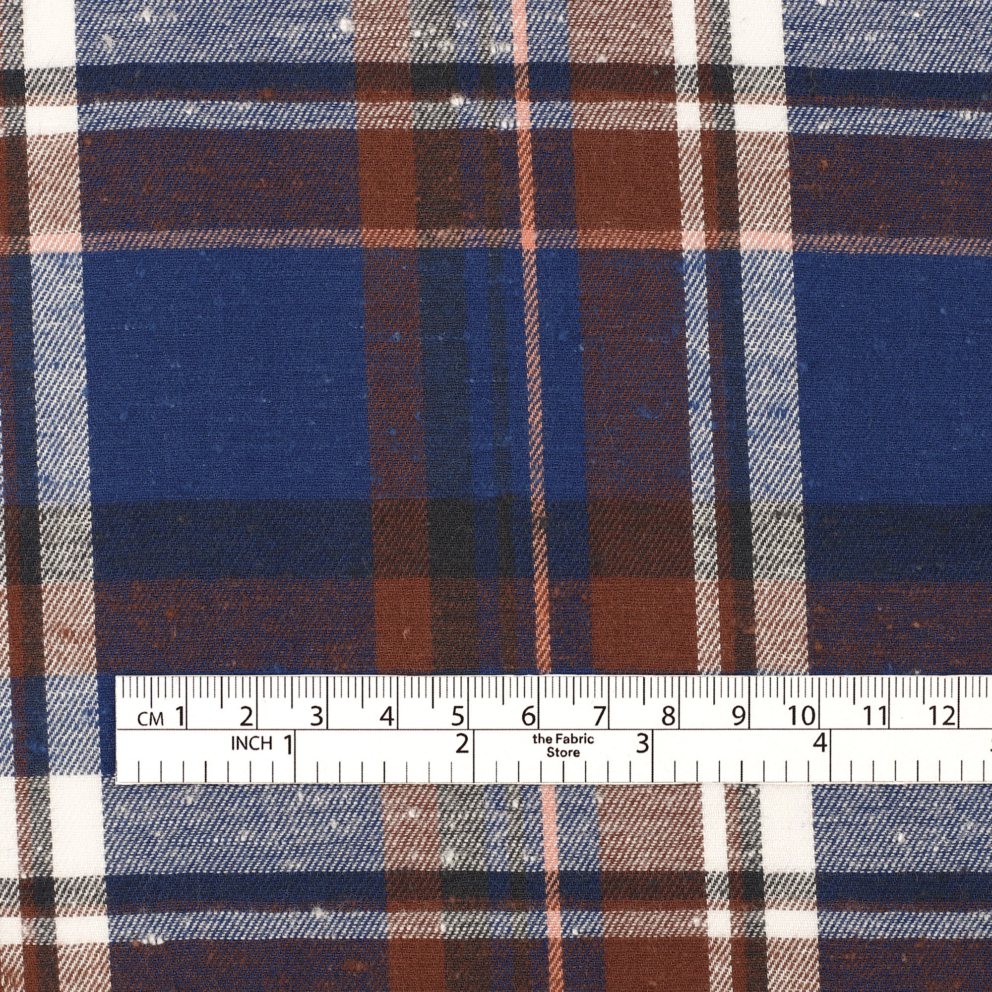 Flecked Plaid Cotton Twill - Umber Blue