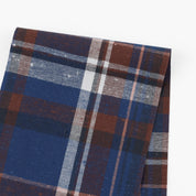 Flecked Plaid Cotton Twill - Umber Blue
