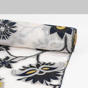 Jacobean Floral Metallic Silk - Silver Mix