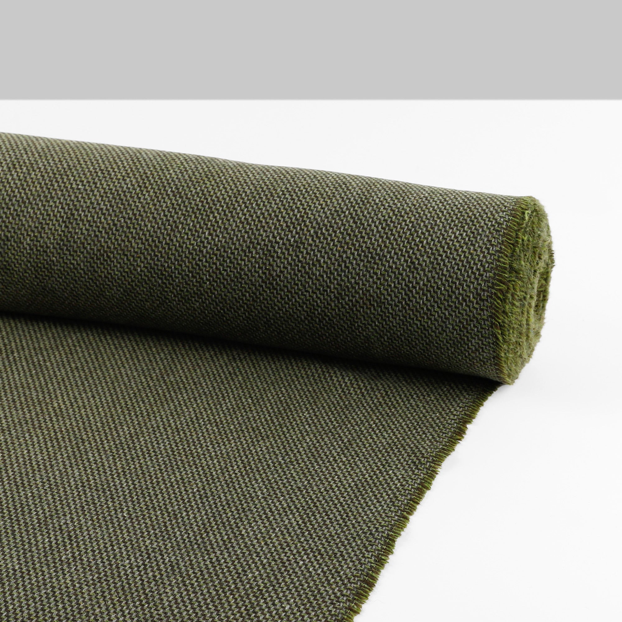 Stepped Wool Blend Coating - Green Mix