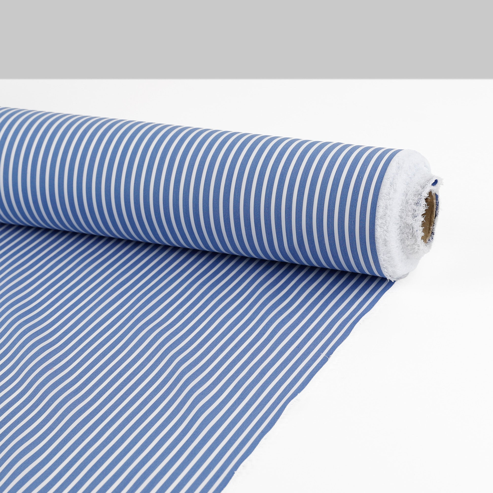Stretch Cotton Stripe Shirting - Blue