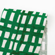 Drawn Check Stretch Linen/Rayon Twill - Emerald