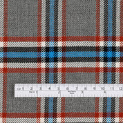 Stretch Poly / Cotton Check Suiting - Russet / Blue