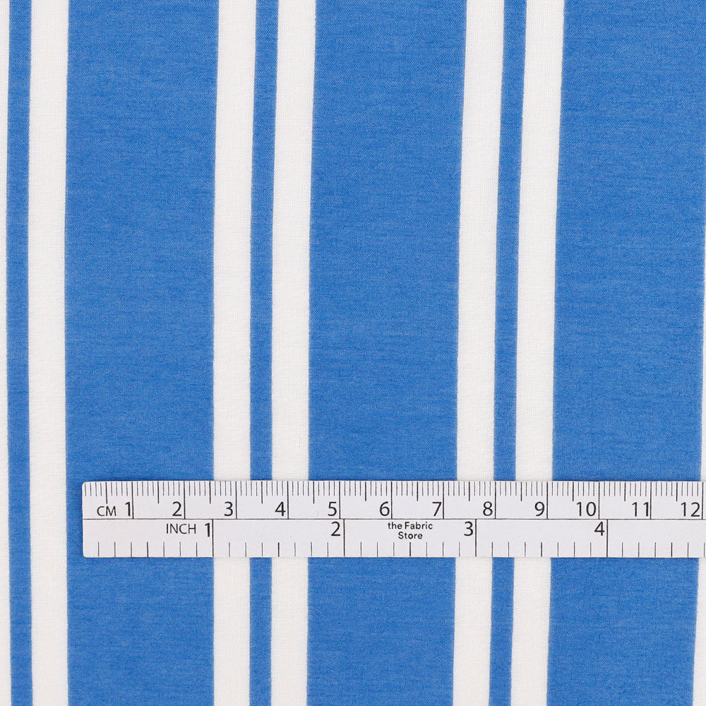 Track Stripe Cotton / Silk Voile - True Blue