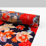 Hellebore Stripe Viscose Satin - Navy