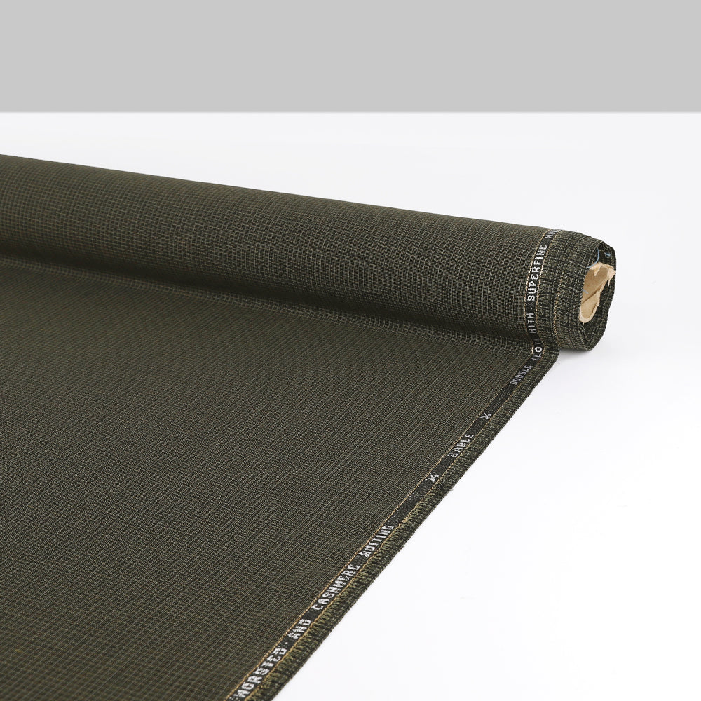 Optical Check Wool / Poly Suiting - Army Mix