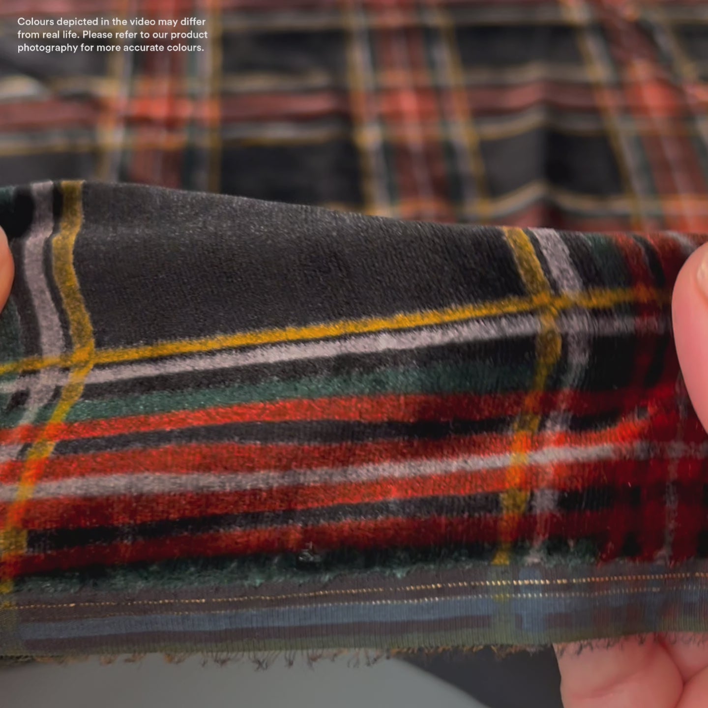 Plaid Rayon/Poly Velvet - Black