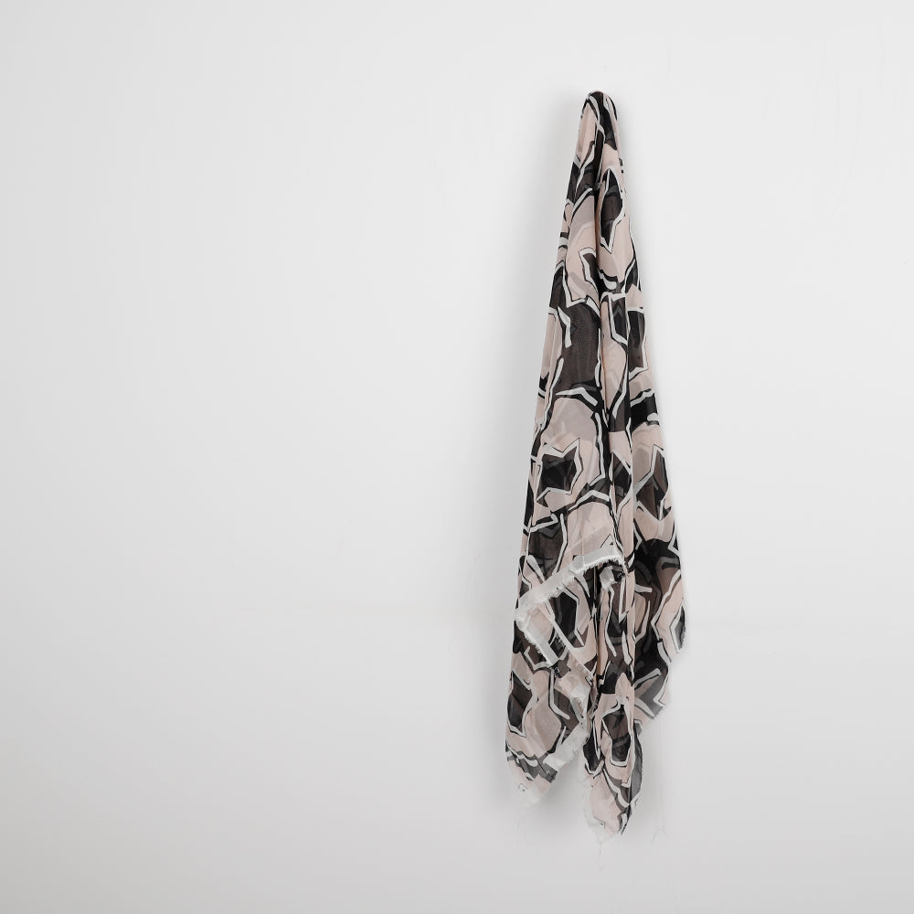 Abstract Anemone Silk Georgette - Black / Shell