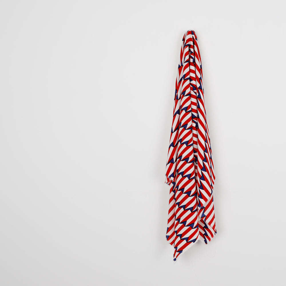 Circus Geo Stripe Crepe - Red