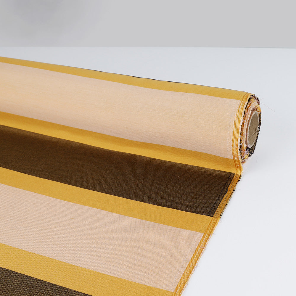 Cotton / Silk Wide Stripe Jacquard - Gold