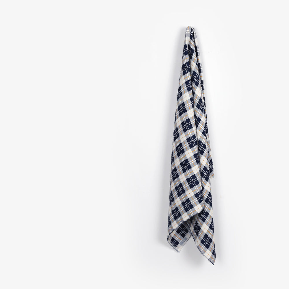 Plaid Viscose / Rayon Crepe - Ink / Ivory