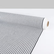 Crosshatch Stripe Cotton / Linen - White / Black