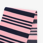 Striped Ripple Knit Poly / Viscose - Candy / Navy
