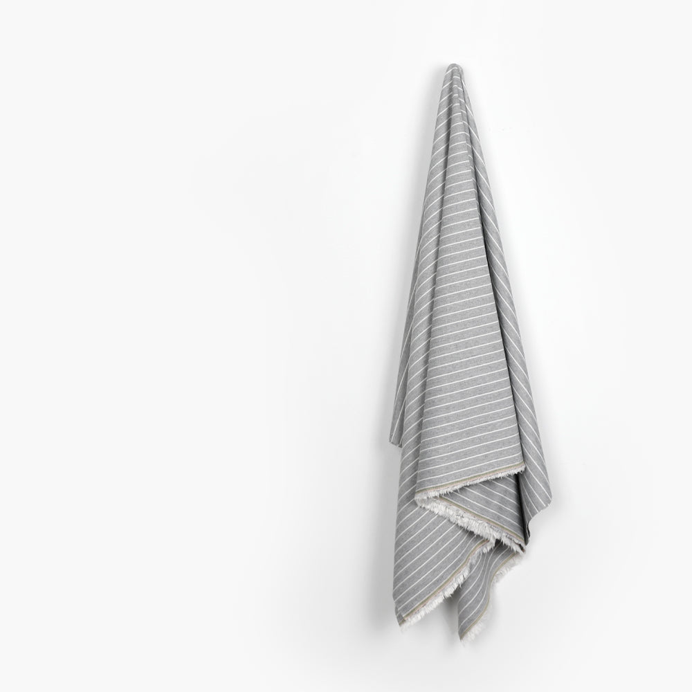 Poly / Cotton Herringbone Stripe - Granite