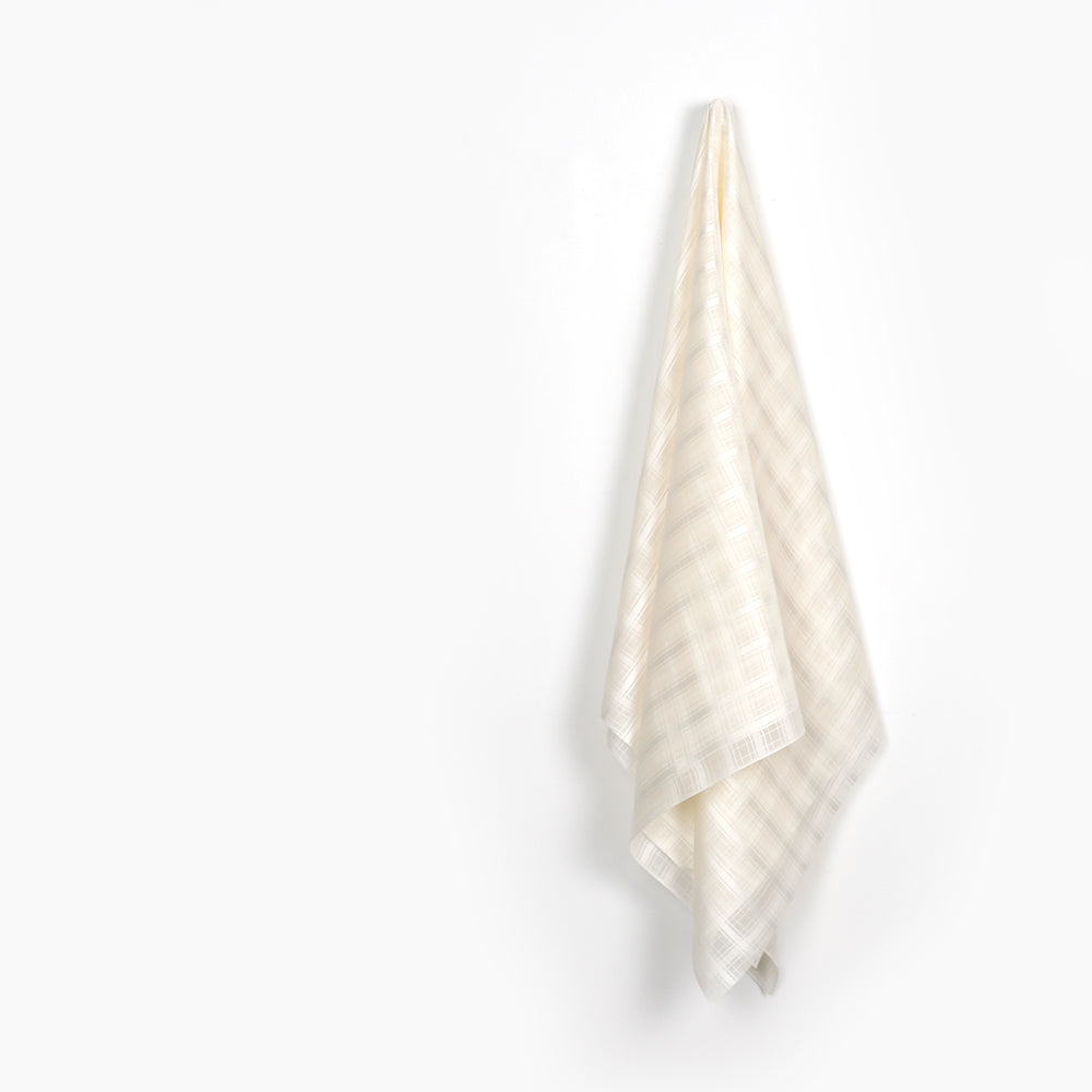Sateen Check Silk / Viscose - Ivory