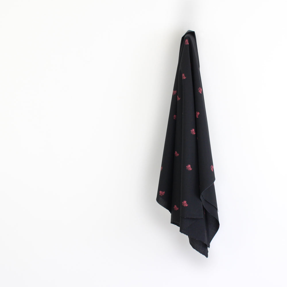Leopard Stamp Cotton Shirting - Black