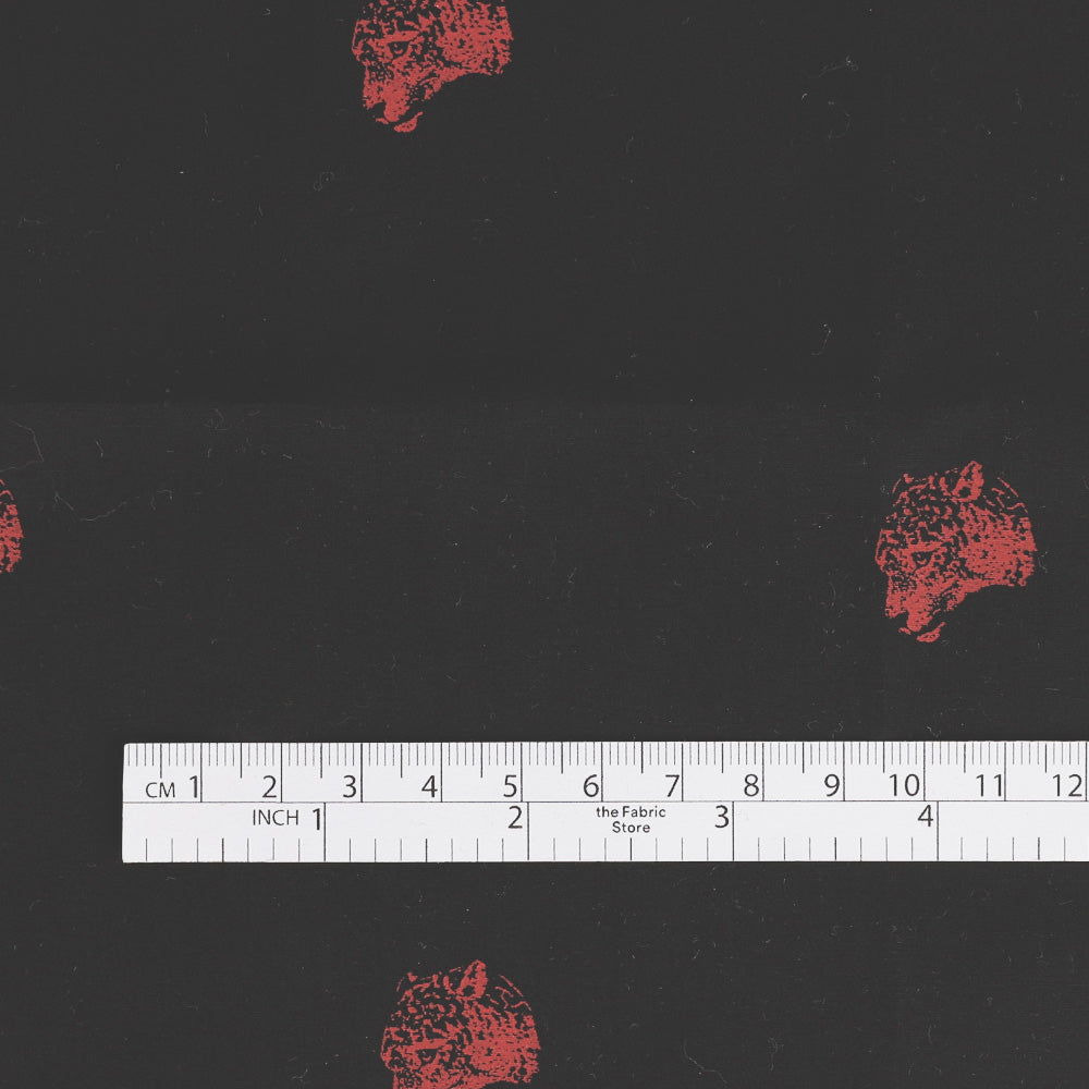 Leopard Head Cotton Shirting - Black - buy online at The Fabric Store