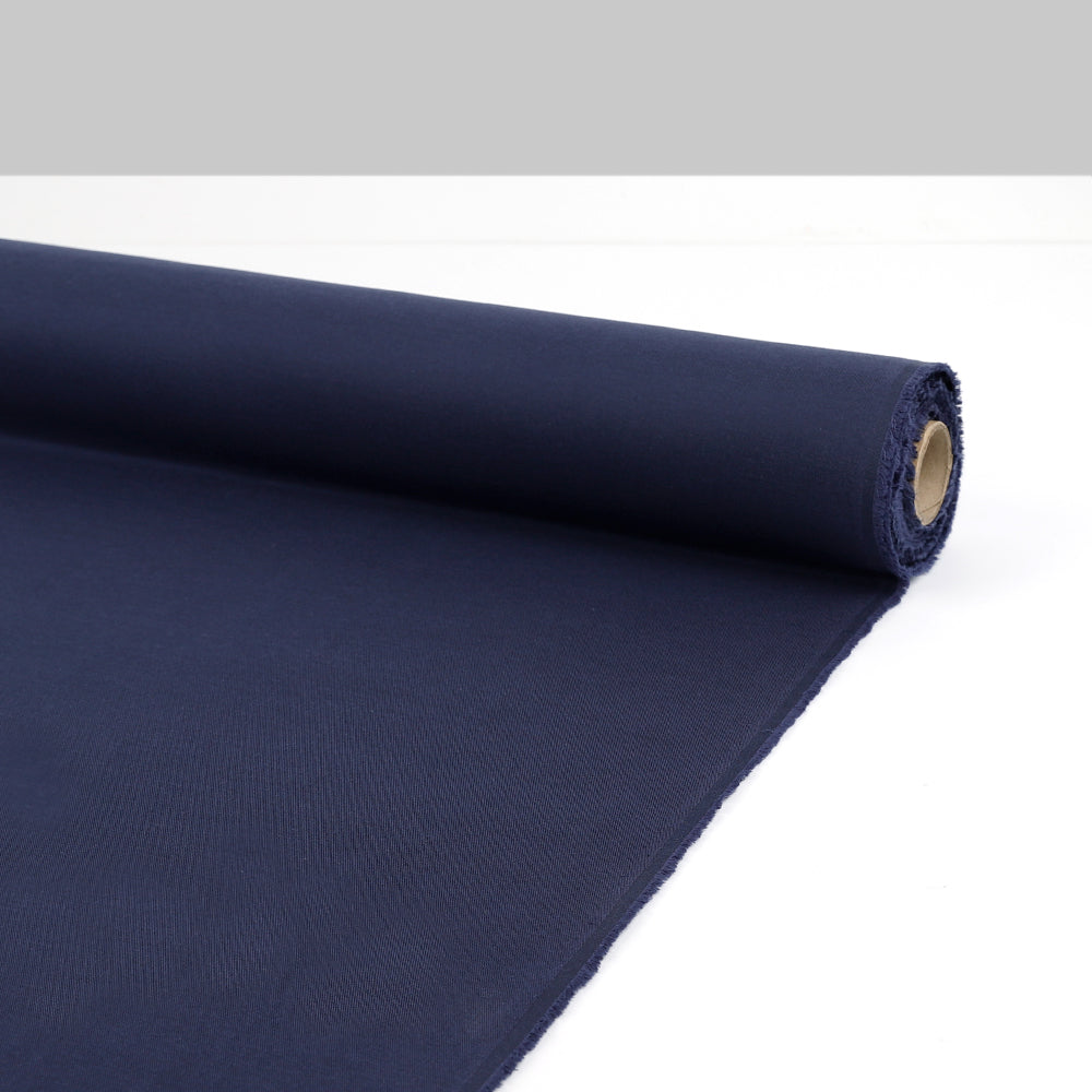 Stretch Silk / Cotton Oxford - Marine