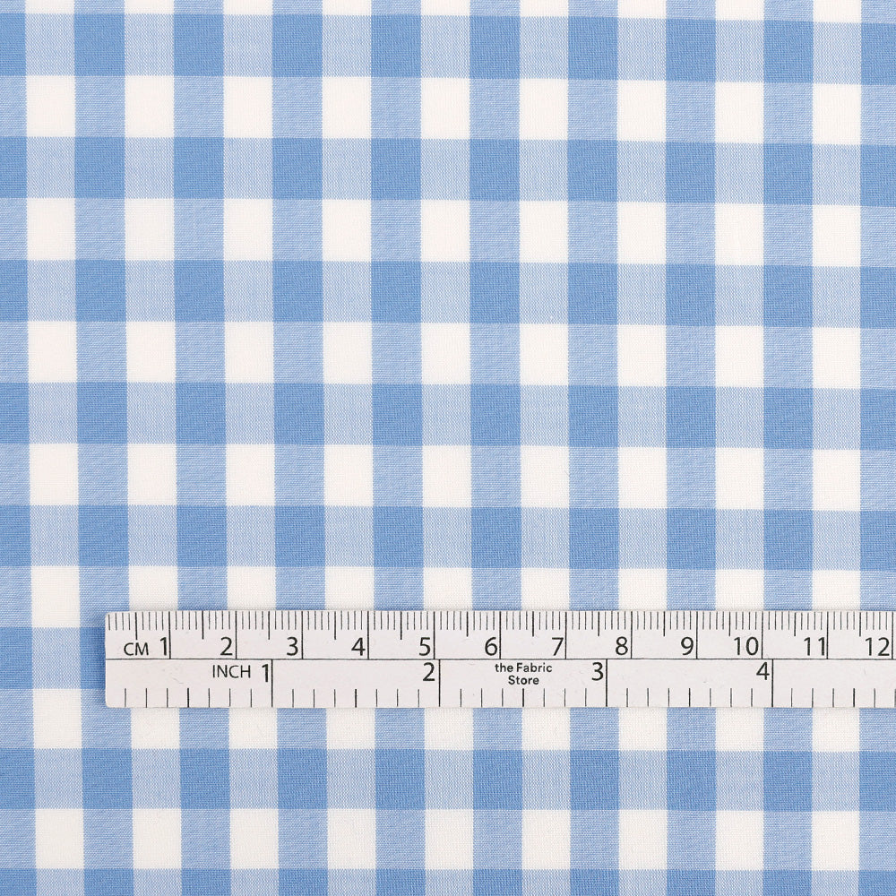 Gingham Cotton Poplin - Sky