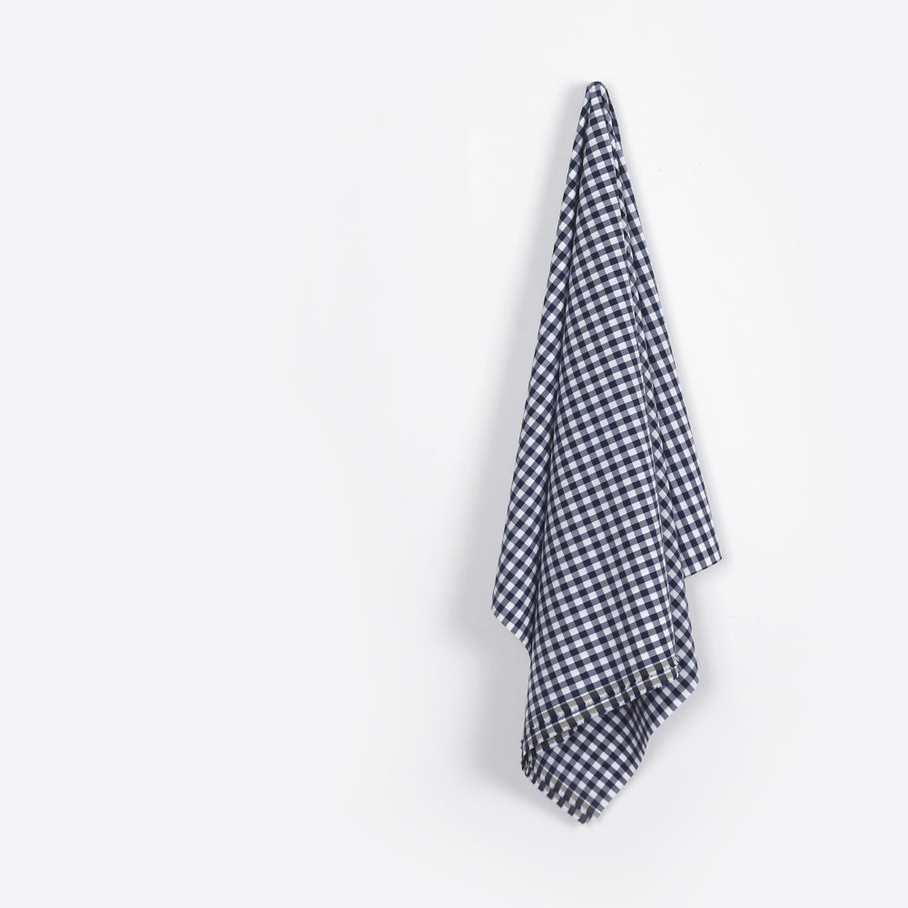 Gingham Cotton Shirting - Dark Navy