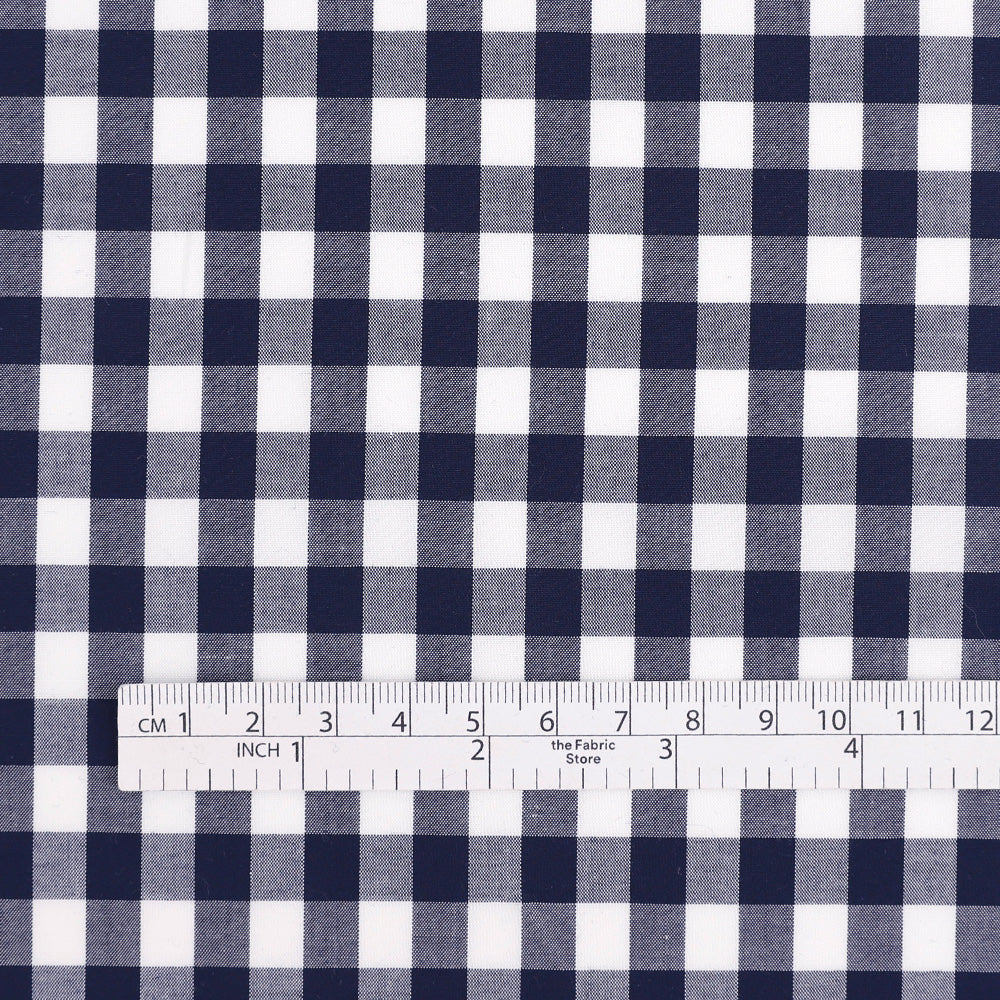 Gingham Cotton Shirting - Dark Navy